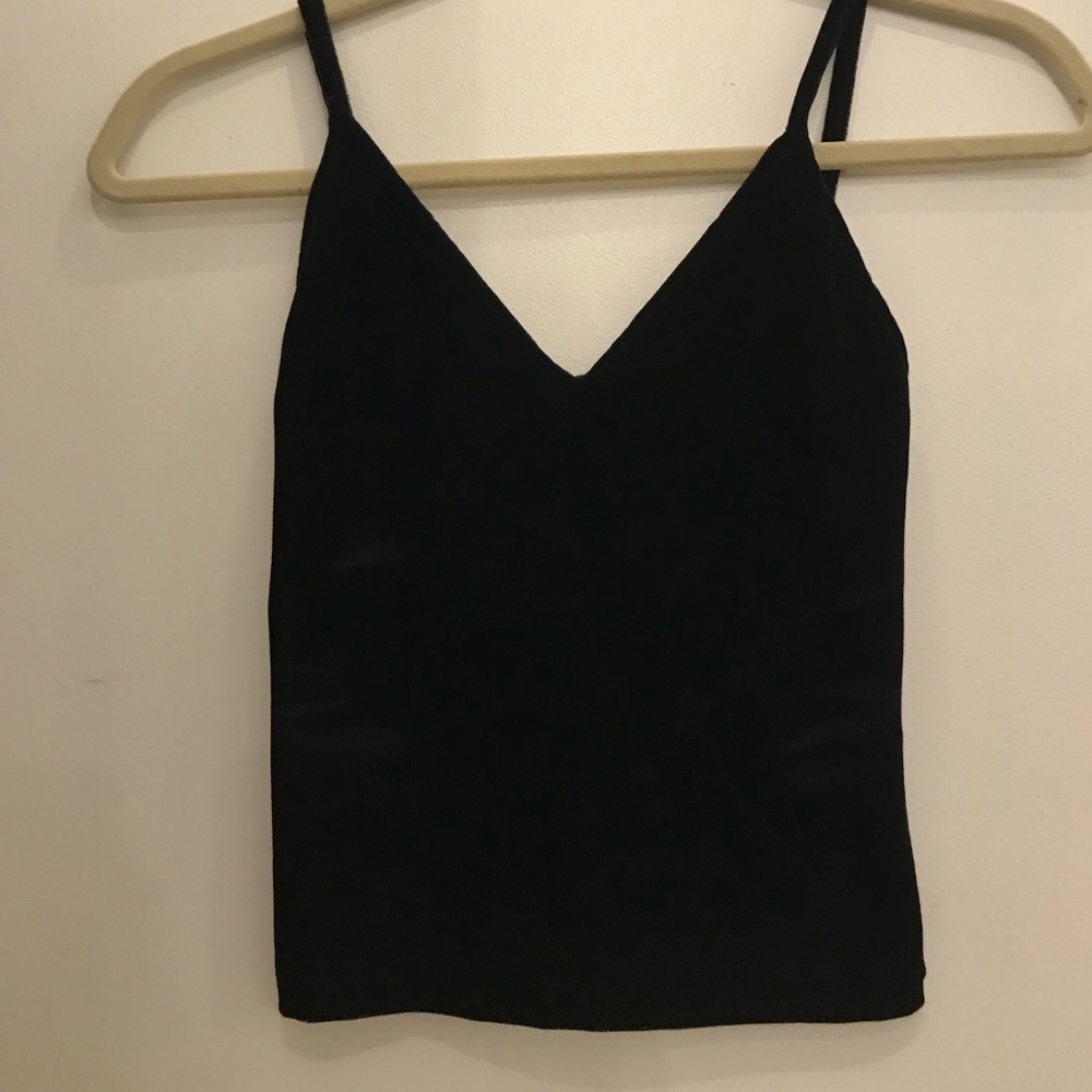 Black felt V line tank top